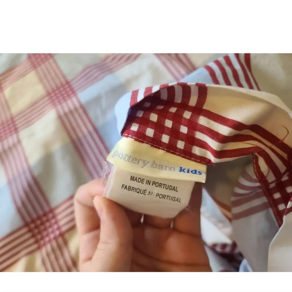 Pottery Barn Kids Blue Cream Red Plaid Twin Duvet Cover Standard Pillowcase - Picture 5 of 7